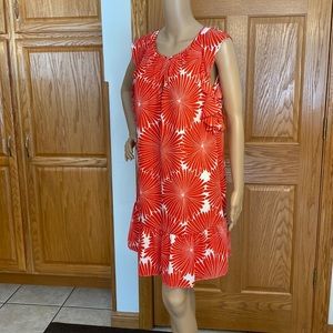 J.Crew fun orange and white sleeveless dress with fun accents on arms an…